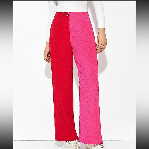 ❣️🩷 NWOT - corduroy two tone wide leg pants - Picture 1 of 5